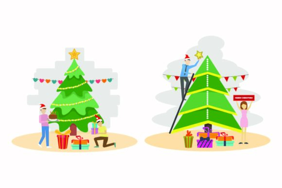 Christmas Celebration Decoration Set Illustrations