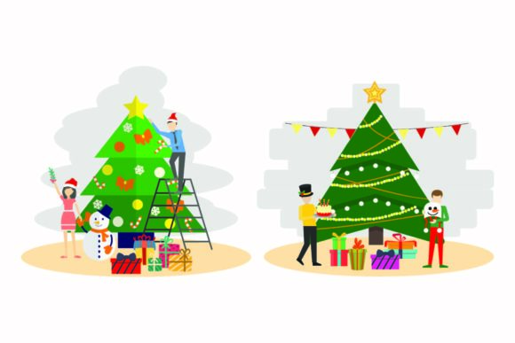 Christmas Festive Decoration Party Set Illustrations for Digital Selling
