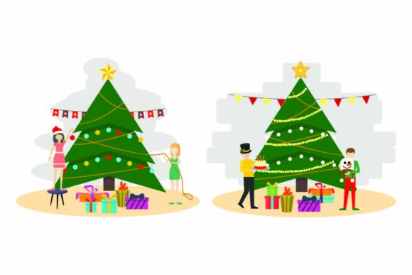 Christmas Party Winter Decor Gift Set Illustrations