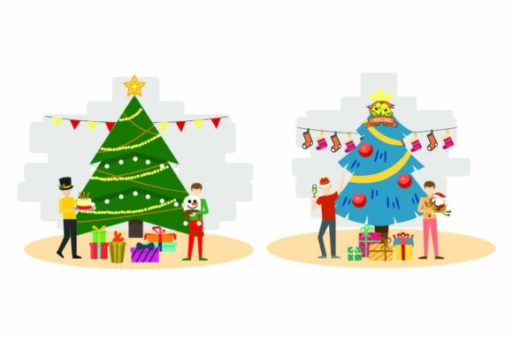 Christmas Preparing Decoration Set Illustrations for Crafting