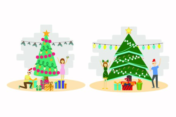 Christmas Season Celebration Vector Set for Local Business Branding