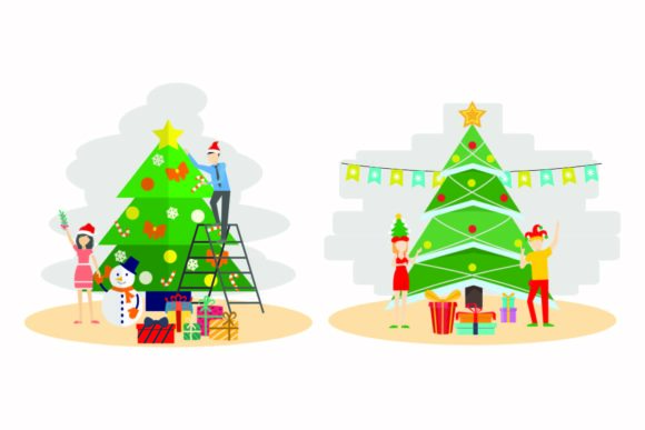 Christmas Seasonal Celebration Vector Illustrations