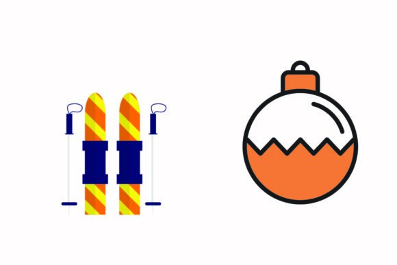 Christmas Ski Board Ball Decorations Illustrations