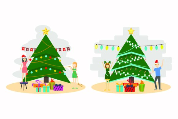 Christmas Tree Winter Decor Celebration Illustrations