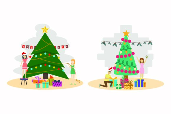 Christmas Tree Winter Fir Design Set for Illustrations