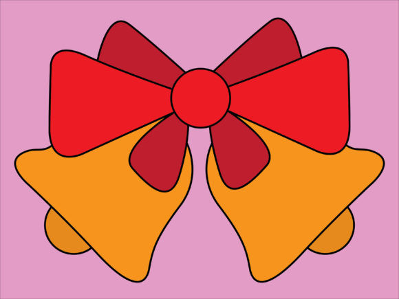 Illustration Christmas Bells Red Ribbon for Crafting
