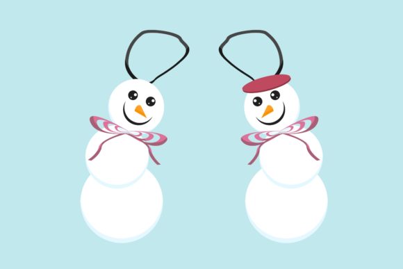 Snowman Christmas Ornament with Ribbon Illustrations